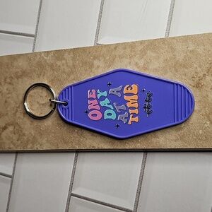 Motel Style Purple Keychain with Motivational Quote ' Onw Day At A Time'